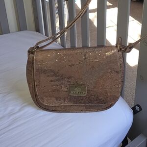 Metallic Cork Crossbody Bag in Rose Gold